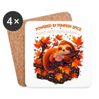 Müdes Faultier: Powered by Pumpkin Spice & PSL - Untersetzer (4er-Set) - Weiß - Vorne