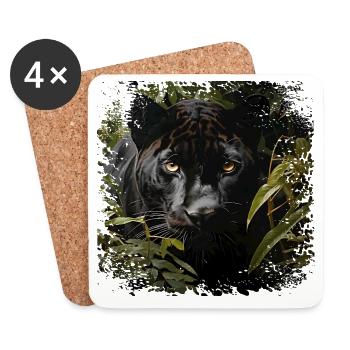 Dschungelpanther mit Goldaugen - Untersetzer (4er-Set) - Weiß - Vorne