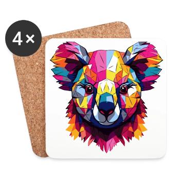 Geometrischer Regenbogen Koala - Untersetzer (4er-Set) - Weiß - Vorne