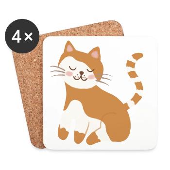 Sonnentiger Kater lächelt - Untersetzer (4er-Set) - Weiß - Vorne