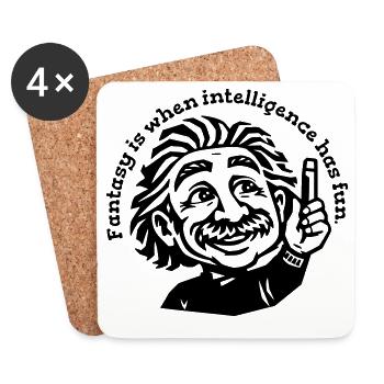 FANTASY = IQ + FUN - Untersetzer (4er-Set) - Weiß - Vorne