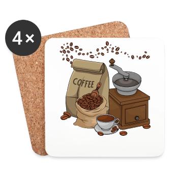 Kaffee - Untersetzer (4er-Set) - Weiß - Vorne