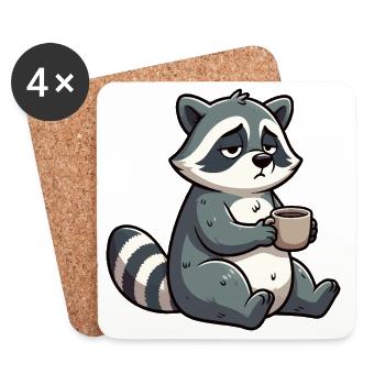 Waschbär Waschbären Waldtier lustiger Waschbär - Untersetzer (4er-Set) - Weiß - Vorne