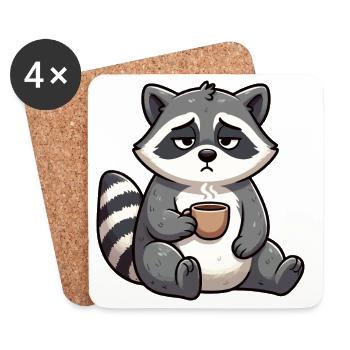 Waschbär Waschbären Waldtier lustiger Waschbär - Untersetzer (4er-Set) - Weiß - Vorne