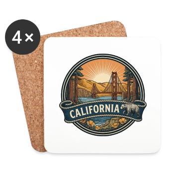 California Golden Gate Vintage-Reisegeschenk - Untersetzer (4er-Set) - Weiß - Vorne