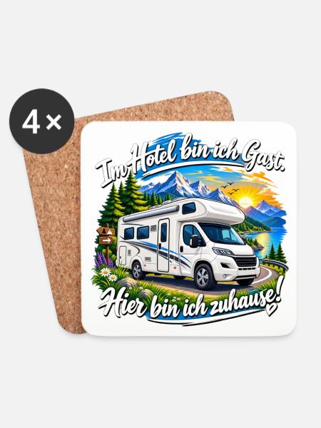 Wohnmobil , Camping Kult , Reisemobil Hotel - Untersetzer (4er-Set) - Weiß