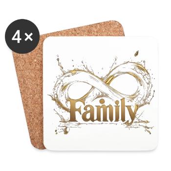 Goldenes Infinity-Familienemblem - Untersetzer (4er-Set) - Weiß - Vorne