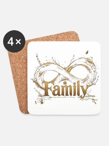 Goldenes Infinity-Familienemblem - Untersetzer (4er-Set) - Weiß