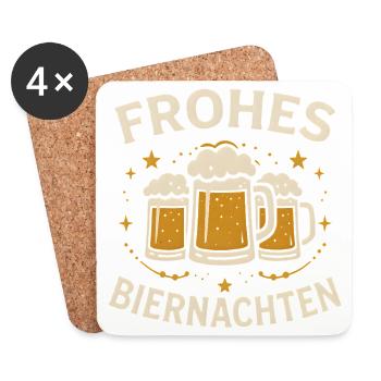 Frohes Biernachten Geschenk Männer - Untersetzer (4er-Set) - Weiß - Vorne