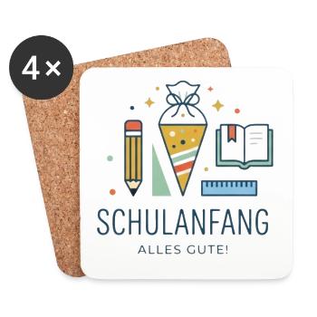 Schulanfang Motiv: Erstes Schuljahr - Untersetzer (4er-Set) - Weiß - Vorne