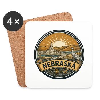 Nebraska Chimney Rock Prairie Reisegeschenk - Untersetzer (4er-Set) - Weiß - Vorne