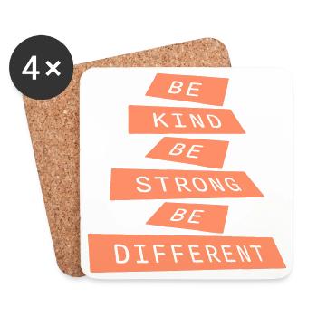 Be Kind Be Strong Be Different Spruch Logo Text - Untersetzer (4er-Set) - Weiß - Vorne