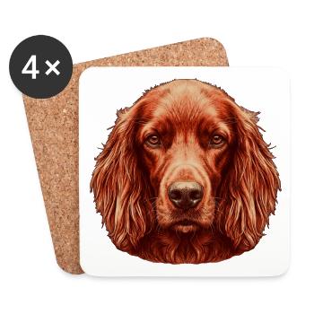 Irish Setter Vintage Holzschnitt Jagd Design - Untersetzer (4er-Set) - Weiß - Vorne