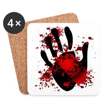 Halloween Blutende Hand - Untersetzer (4er-Set) - Weiß - Vorne
