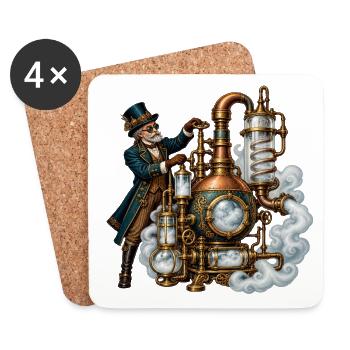 Steampunk-Dampfmeister-Mechanik - Untersetzer (4er-Set) - Weiß - Vorne