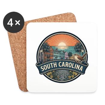 South Carolina Charleston Vintage-Reisegeschenk - Untersetzer (4er-Set) - Weiß - Vorne
