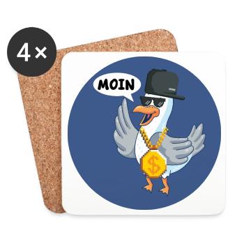 Moin Coole Hip Hop Möwe - Untersetzer (4er-Set) - Weiß - Vorne