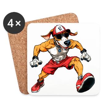 Hunde Fitness / Laufender Hund - Untersetzer (4er-Set) - Weiß - Vorne