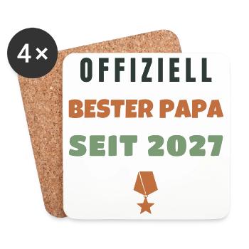 Offiziell Bester Papa seit 2027 Geschenk Werdender - Untersetzer (4er-Set) - Weiß - Vorne