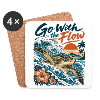 Go With the Flow – Honu Meeresschildkröte - Untersetzer (4er-Set) - Weiß - Vorne