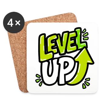 GEN Z ZITIERT TYPOGRAFIEDESIGN – Level Up Neon - Untersetzer (4er-Set) - Weiß - Vorne