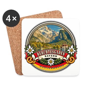 Berchtesgaden Bayern Vintage Reisedesign - Untersetzer (4er-Set) - Weiß - Vorne
