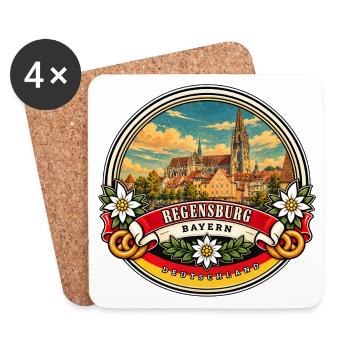 Regensburg Bayern Vintage Reisedesign - Untersetzer (4er-Set) - Weiß - Vorne
