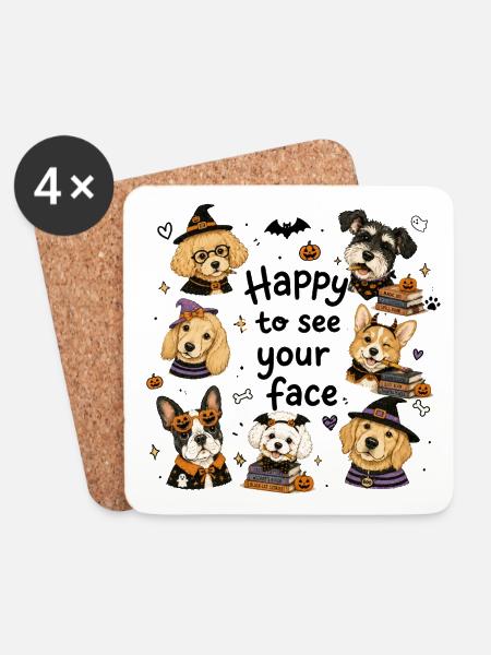Frohe Halloween-Hundeliebhaber, süße gruselige Hunde, T-Shir - Untersetzer (4er-Set) - Weiß