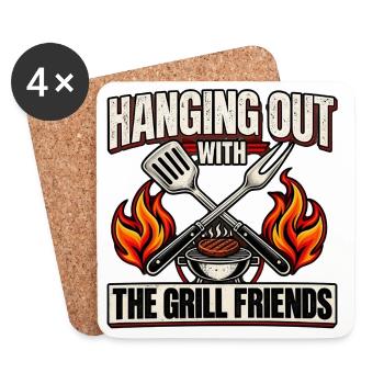 Grill Friends BBQ Sommergrillparty - Untersetzer (4er-Set) - Weiß - Vorne