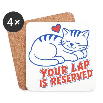 Schlafende Katze – Your Lap Is Reserved - Untersetzer (4er-Set) - Weiß - Vorne