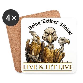 Drei Geier vor der Ausrottung: Live & Let Live - Untersetzer (4er-Set) - Weiß - Vorne