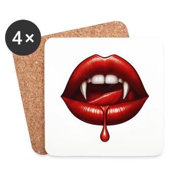 Vampir-Lippenbiss mit Tropf - Untersetzer (4er-Set) - Weiß - Vorne