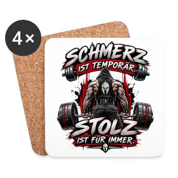 Fitness Schmerz ist temporär Stolz - Untersetzer (4er-Set) - Weiß - Vorne