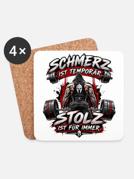 Fitness Schmerz ist temporär Stolz - Untersetzer (4er-Set) - Weiß