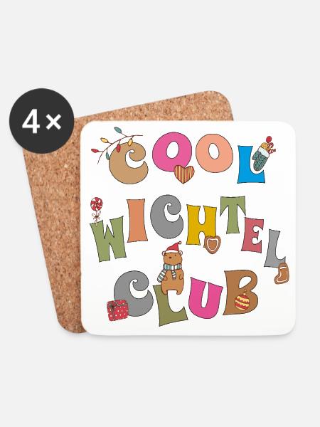Wichteln Advent - Untersetzer (4er-Set) - Weiß