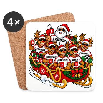 Lustiger Fussball-Weihnachtspulli- Fussball Outfit - Untersetzer (4er-Set) - Weiß - Vorne