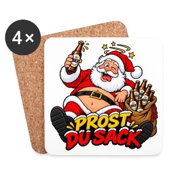 Prost Du Sack- Weihnachtsmann-Nikolaus Bier Design - Untersetzer (4er-Set) - Weiß - Vorne