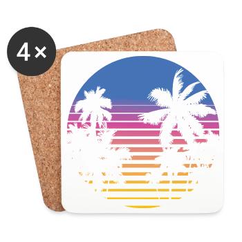 Palmen Retro 80er 90er Florida Miami Vintage Palme - Untersetzer (4er-Set) - Weiß - Vorne