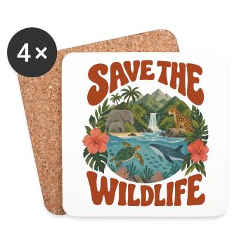 Save The Wildlife - Untersetzer (4er-Set) - Weiß - Vorne