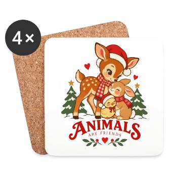 Animals Are Friends Christmas - Untersetzer (4er-Set) - Weiß - Vorne