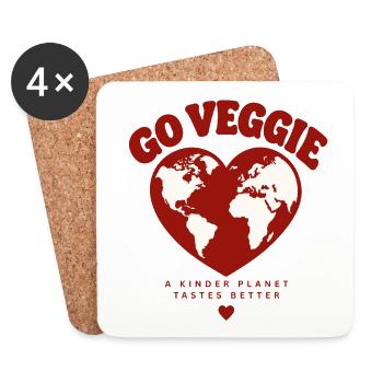 Go Veggie A Kinder Planet - Untersetzer (4er-Set) - Weiß - Vorne