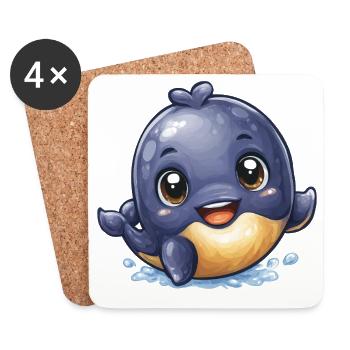 Kuschelbaby Wal im Wasserspiel - Untersetzer (4er-Set) - Weiß - Vorne