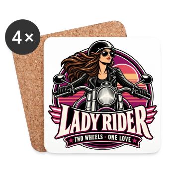 Lady Rider Motorradheldin - Untersetzer (4er-Set) - Weiß - Vorne
