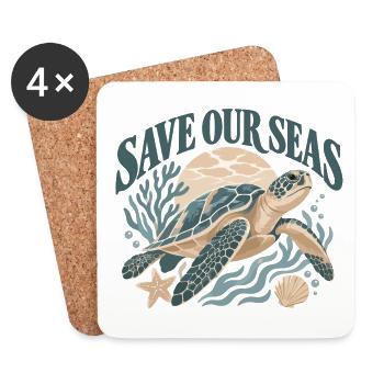 Save Our Seas Sea Turtle - Untersetzer (4er-Set) - Weiß - Vorne