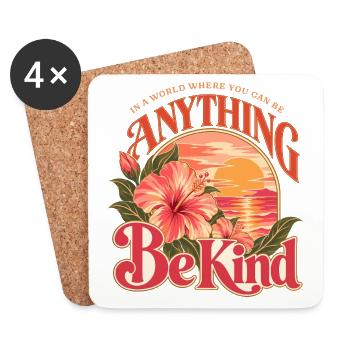 In A World Be Kind Tropical - Untersetzer (4er-Set) - Weiß - Vorne