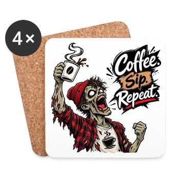Kaffeeliebhaber Zombie Kaffee Spruch Design - Untersetzer (4er-Set) - Weiß - Vorne