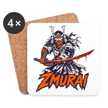Zombie-Samurai mit blutigem Katana - Untersetzer (4er-Set) - Weiß - Vorne