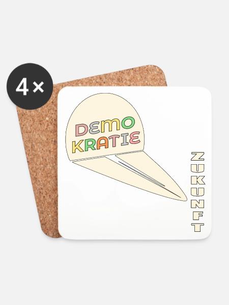 Zukunft Schatten Demokratie - Untersetzer (4er-Set) - Weiß