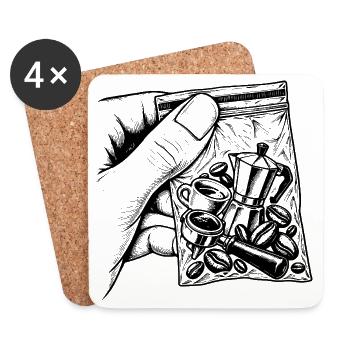 Barista Kaffee-Duftbeutel Koffein-Humor-Geschenk - Untersetzer (4er-Set) - Weiß - Vorne