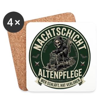 NachtSchicht Altenpflege Grim-Reaper - Untersetzer (4er-Set) - Weiß - Vorne